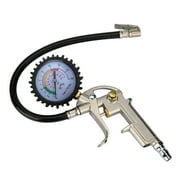 220 PSI Pistol-Type Air Chuck With Dial Tire Inflator Gauge Flexible Hose Car Fix Dent